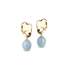 Enamel Aida Earrings - Forgyldt m. Blå Emalje - E383G-SteelBlue