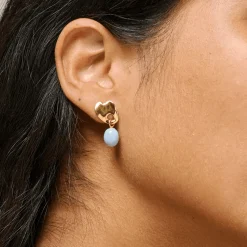 Enamel Aida Earrings - Forgyldt m. Blå Emalje - E383G-SteelBlue