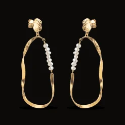 Enamel Aloma Pearl Large Earring I Forgyldt Sølv - E340GM