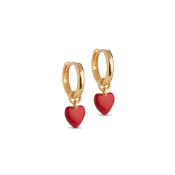 Enamel Amore Hoops Red Heart - E376G-Red