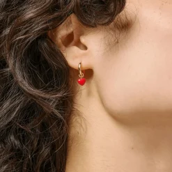 Enamel Amore Hoops Red Heart - E376G-Red