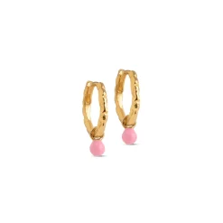 Enamel Belle Forgyldt Hoops - E245GM Light Pink