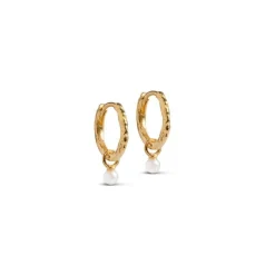 Enamel Belle Pearl Hoops - E271GM