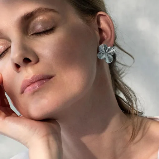 Flora Danica Firkløver Ear Clips Sølv