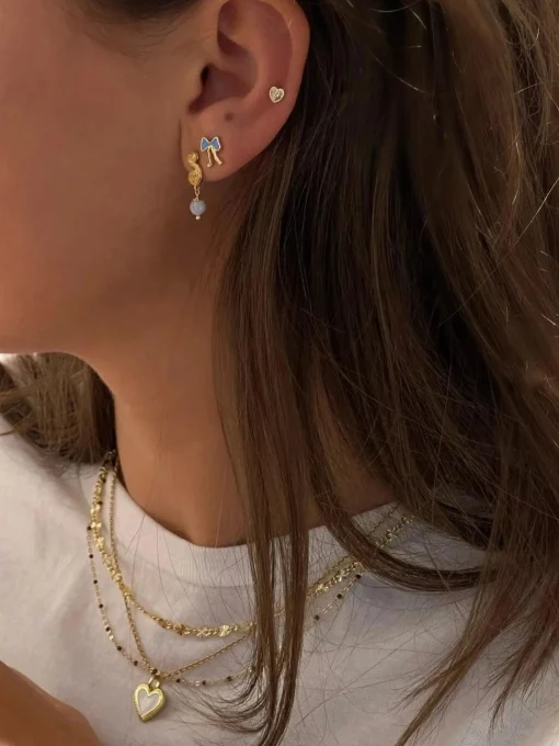 Jeberg Petite Bow Blue Stud - Sløjfe Ørestikker