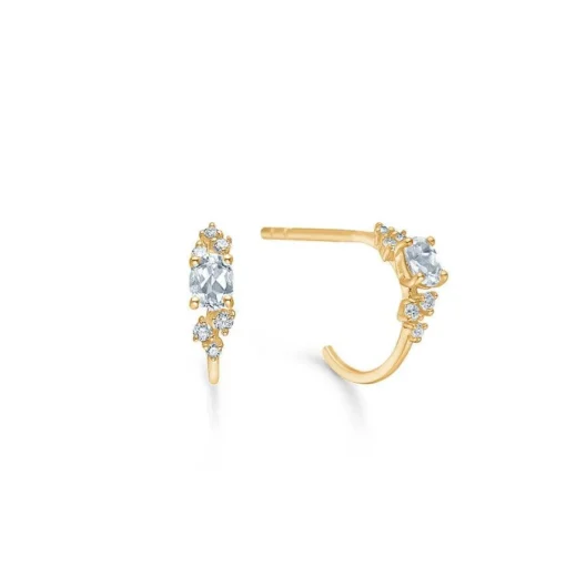 Mads Z 14kt Leonora Øreringe Hvid Topas 0.09Ct W.Si