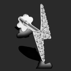 MARIA TASH 11mm Diamond Lightning Bolt Threaded Stud Hvidguld