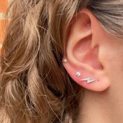 MARIA TASH 11mm Diamond Lightning Bolt Threaded Stud Hvidguld