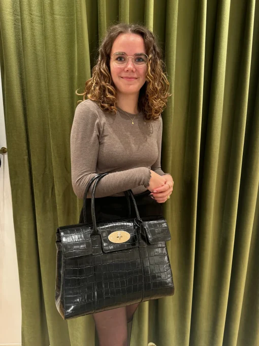 Mulberry Bayswater Croc Black