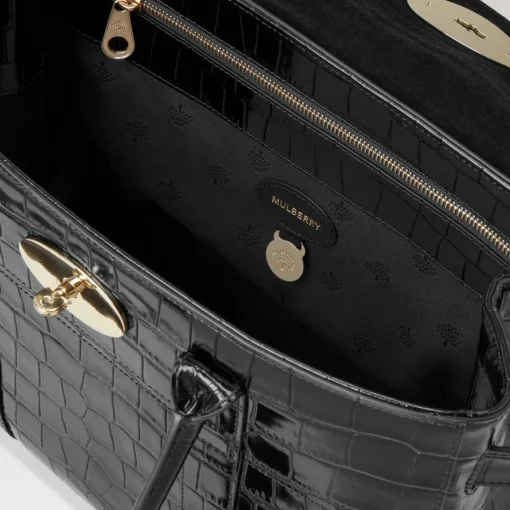 Mulberry Bayswater Croc Black