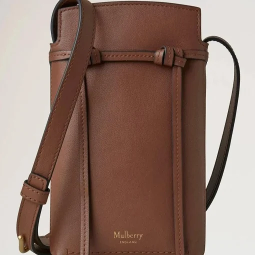 Mulberry Clovelly Phone Pouch Micro Classic Grain Oak