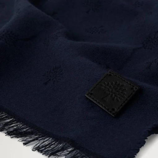 Mulberry Mens Scarf Tree Jacquard Midnight