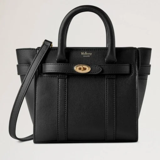 Mulberry Micro Zipped Bayswater Small Classic Grain Black