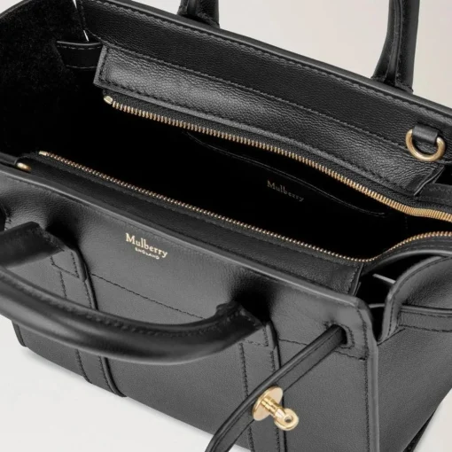 Mulberry Micro Zipped Bayswater Small Classic Grain Black