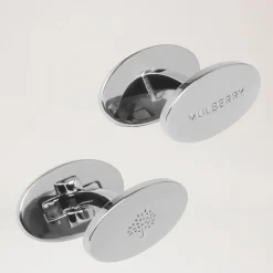Mulberry Oval Reversible Cufflinks Silver Plated Brass