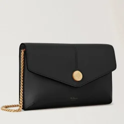 Mulberry Press Stud Pochette on Chain Black Micro Classic Grain
