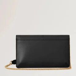 Mulberry Press Stud Pochette on Chain Black Micro Classic Grain