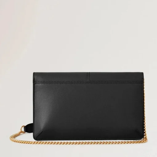 Mulberry Press Stud Pochette on Chain Black Micro Classic Grain