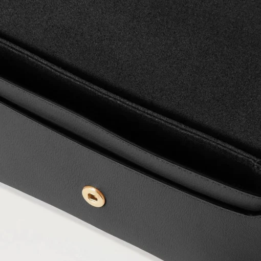 Mulberry Press Stud Pochette on Chain Black Micro Classic Grain