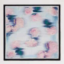 Mulberry Rose & Blue Border Square Scarf