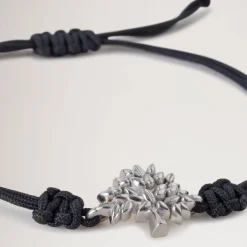 Mulberry Tree Cord Bracelet - Black Sterling & Silver