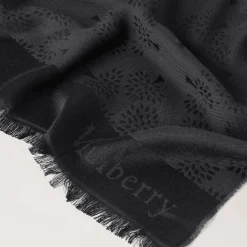 Mulberry Tree Rectangular Scarf Black Cotton Silk Blend