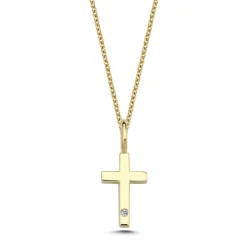 Nuran 14kt Guld Kors Med 0.005ct W.Si