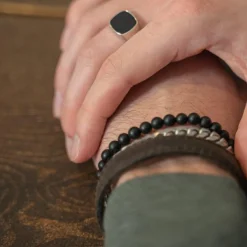 Son Of Noa Herrering I Sølv Med Onyx
