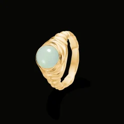 Studio Z Endless Waves Forgyldt Ring m. Grøn Zirkonia