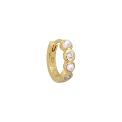 The Earring Shop Ellie Huggie Pearl/White